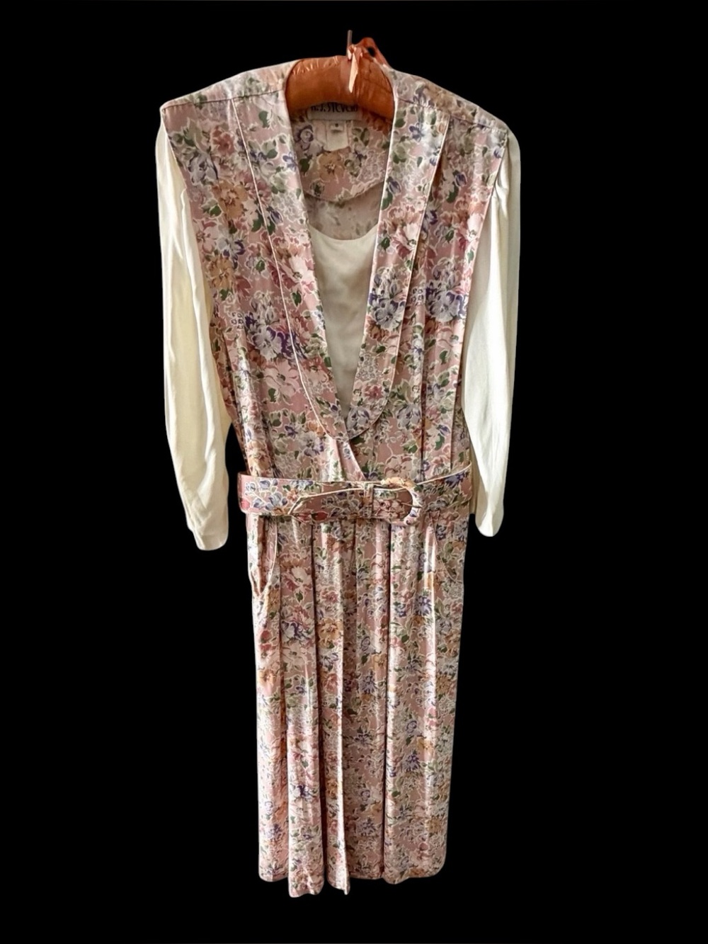 R.J Stevens 90s Vtg Pastel Floral Grannycore Cottagecore Belted Dress Sz 8